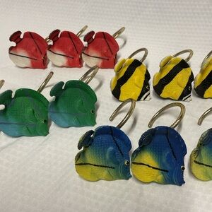 Colorful Fish Shower Curtain Hooks | Set of 12
